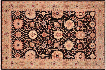 handmade Transitional Lahore Black Green Hand Knotted RECTANGLE 100% WOOL area rug 6 x 9